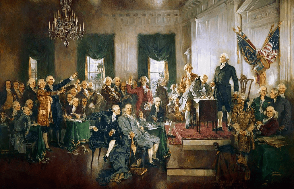 Scene at signing of the constitution of the united states