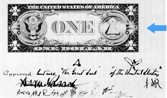 Treasury Dollar Bill Design marked up by FDR